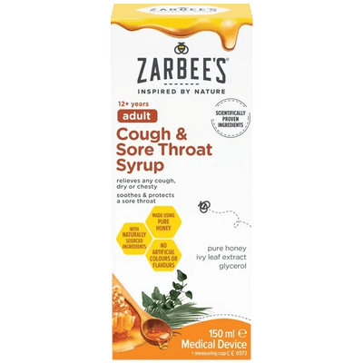Zarbee's Adult Cough & Sore Throat Syrup 150ml - welzo