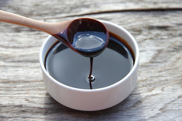 Blackstrap molasses is a deep dark syrup with a robust bittersweet flavour