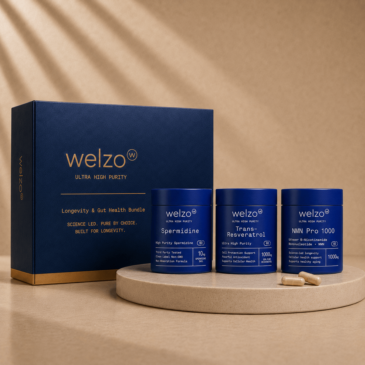 Longevity supplements formulated to support gut microbiome health and healthy ageing