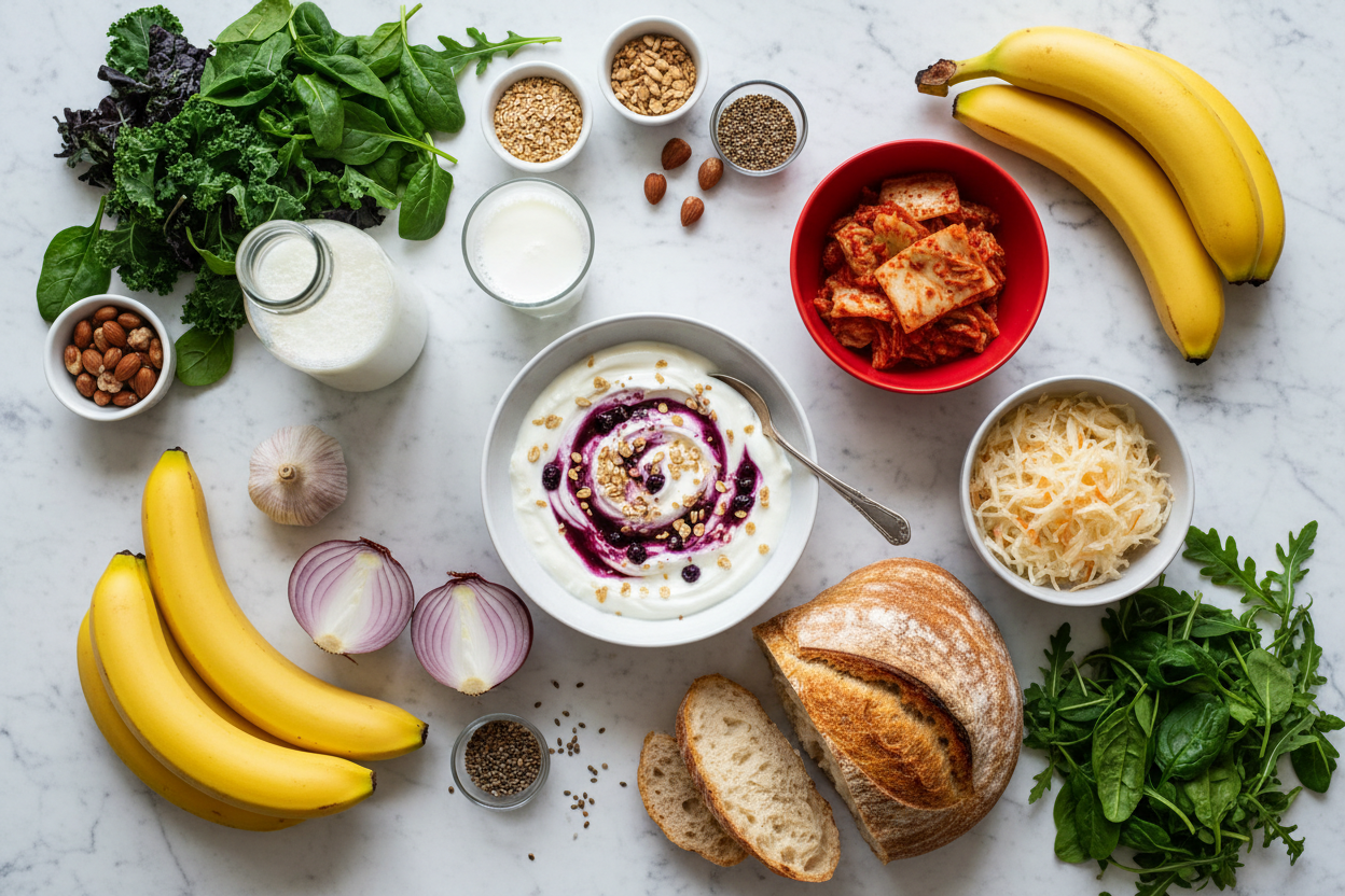 Probiotic and prebiotic foods that support gut health and microbiome diversity