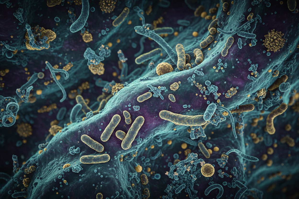 Healthy gut microbiome with diverse beneficial bacteria