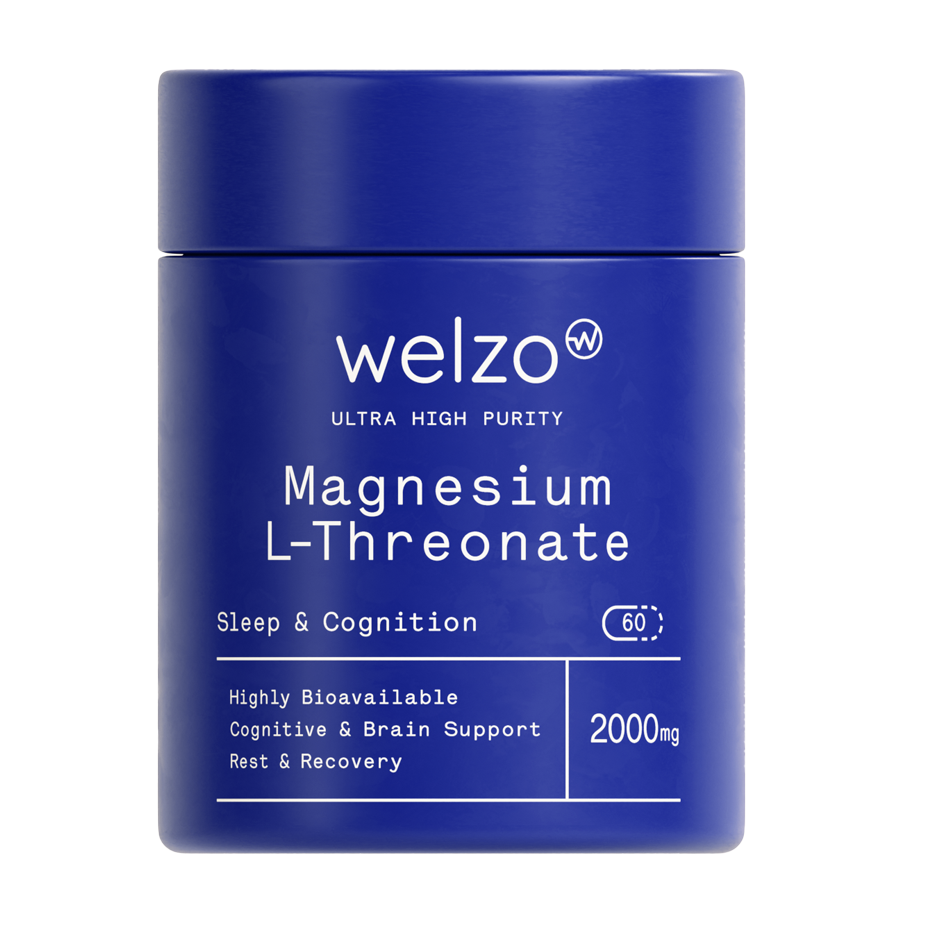 Welzo Ultra Purity Magnesium L-Threonate 2000mg capsules for stress, relaxation and sleep support