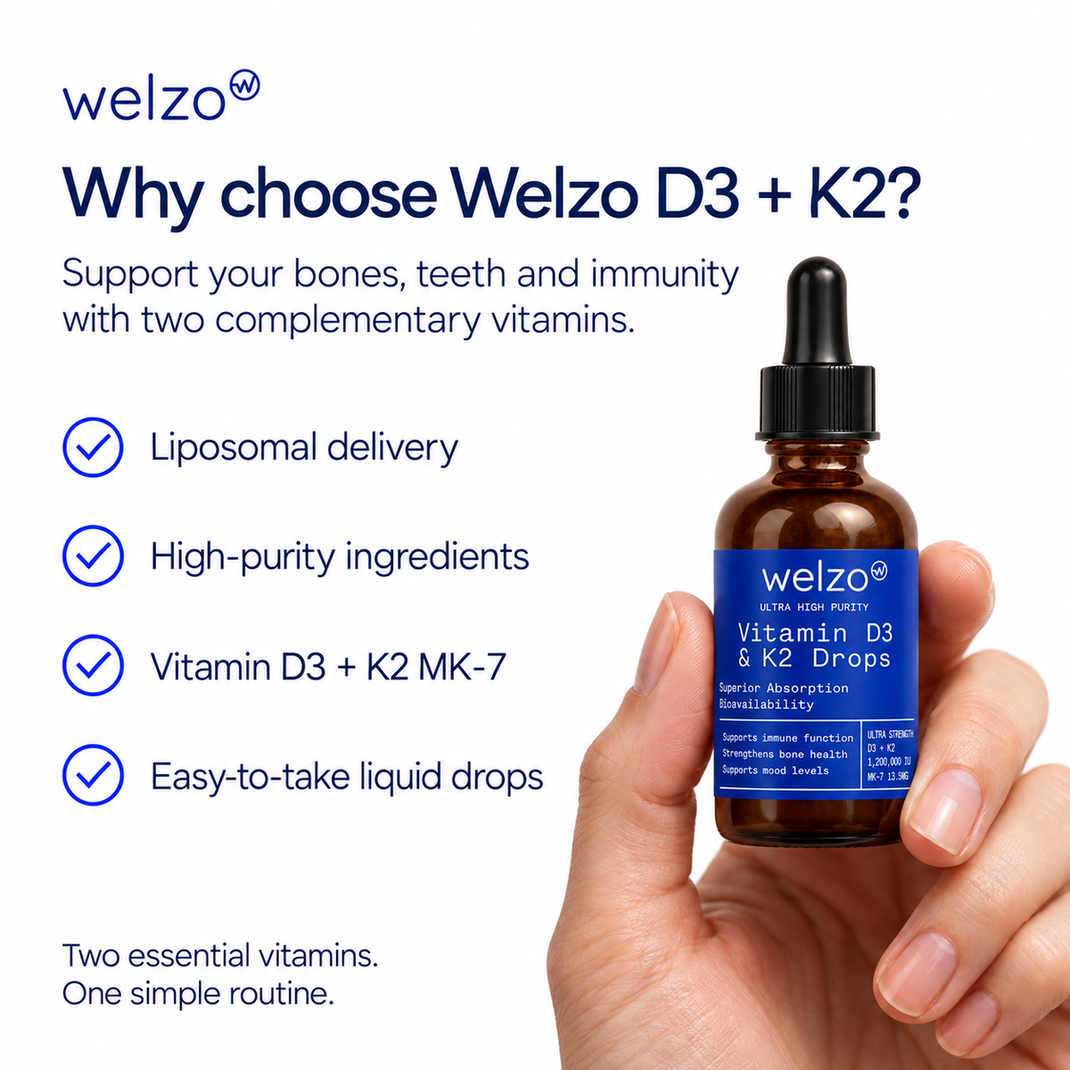 Welzo Ultra Purity витамин D3 и K2 капки