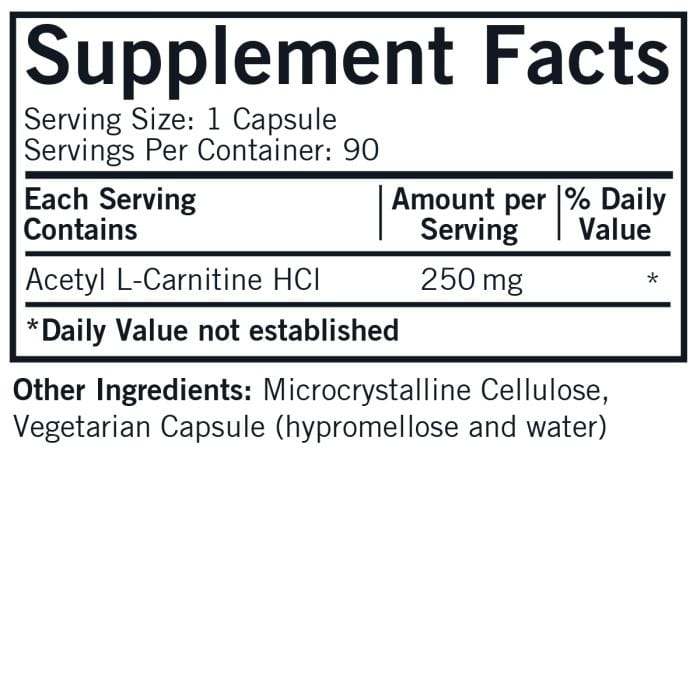 Acetyl L -carnitine 250 mg - 90 capsules - Kirkman Labs