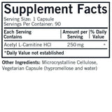 Acetil L -carnitina 250 mg - 90 Capsule - Kirkman Labs
