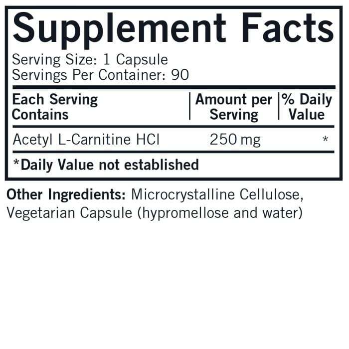 Acetil L -carnitina 250 mg - 90 Capsule - Kirkman Labs