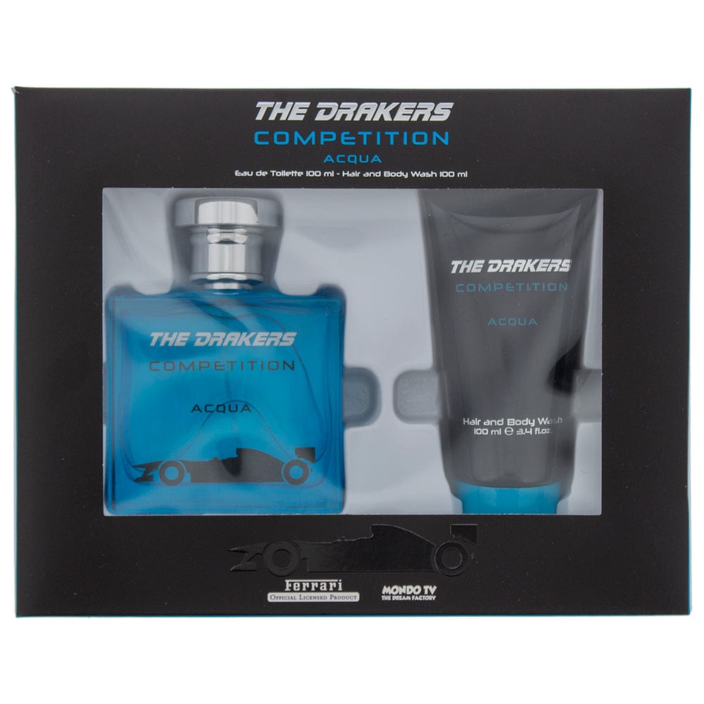 Mondo Tv Ferrari The Drakers Competition Acqua Eau de Toilette Gift Set : Eau de Toilette 10ml - Hair And Body Wash 100ml - Welzo
