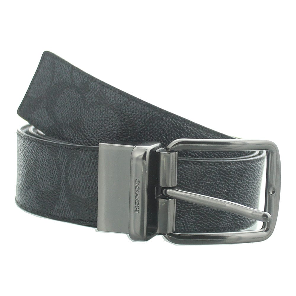 Coach Wide Harness Signature Reversible Charcoal/Black Belt - Welzo