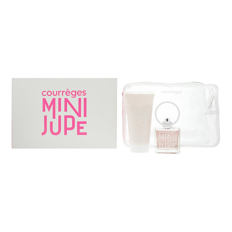 Courrèges Mini Jupe 3 Piece Gift Set: Eau De Parfum 50ml - Body Cream 150ml - Toiletry Bag - Welzo