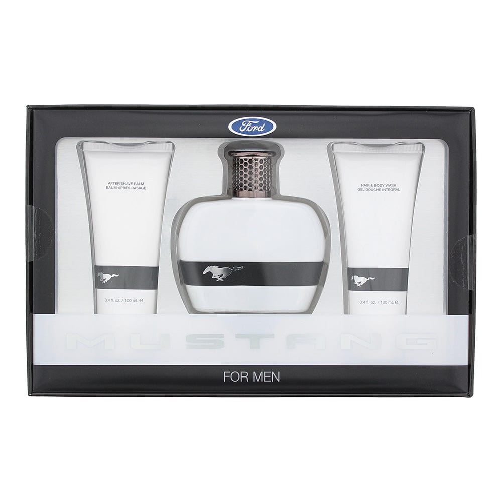 Mustang White 3 Piece Gift Set: Eau De Toilette 100ml - Aftershave Balm 100ml - Hair & Body Wash 100ml - Welzo