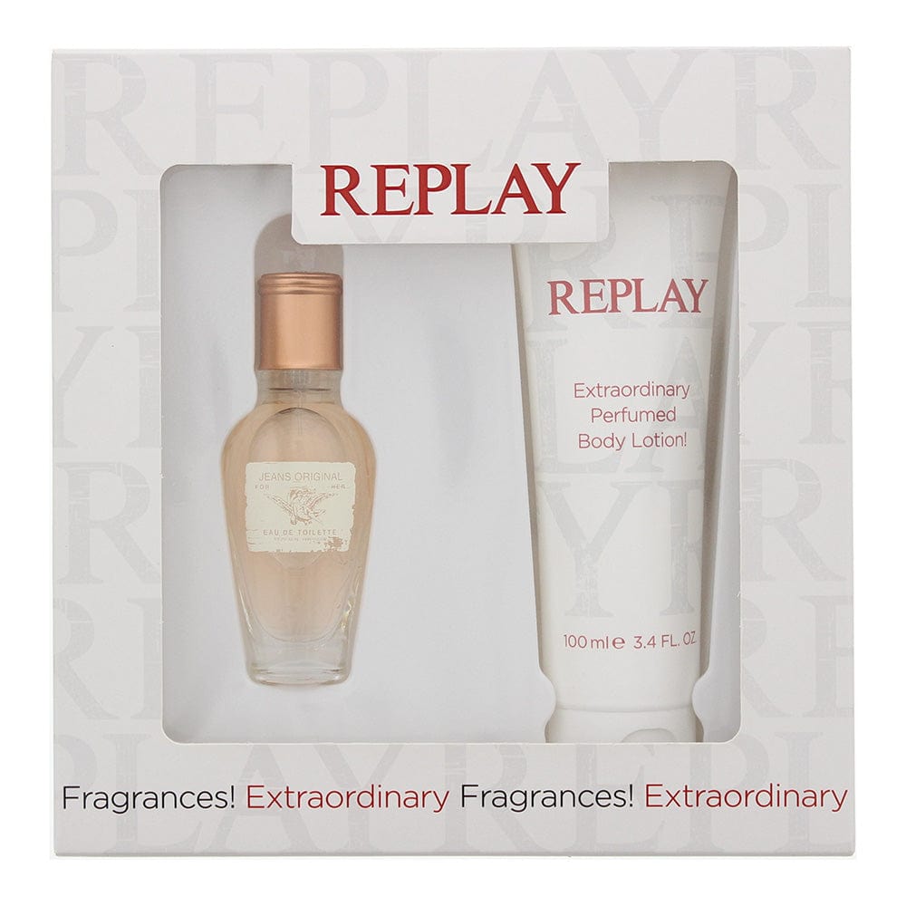 Replay Jeans Original For Her 2 Piece Gift Set: Eau De Toilette 20ml - Body Lotion 100ml - Welzo