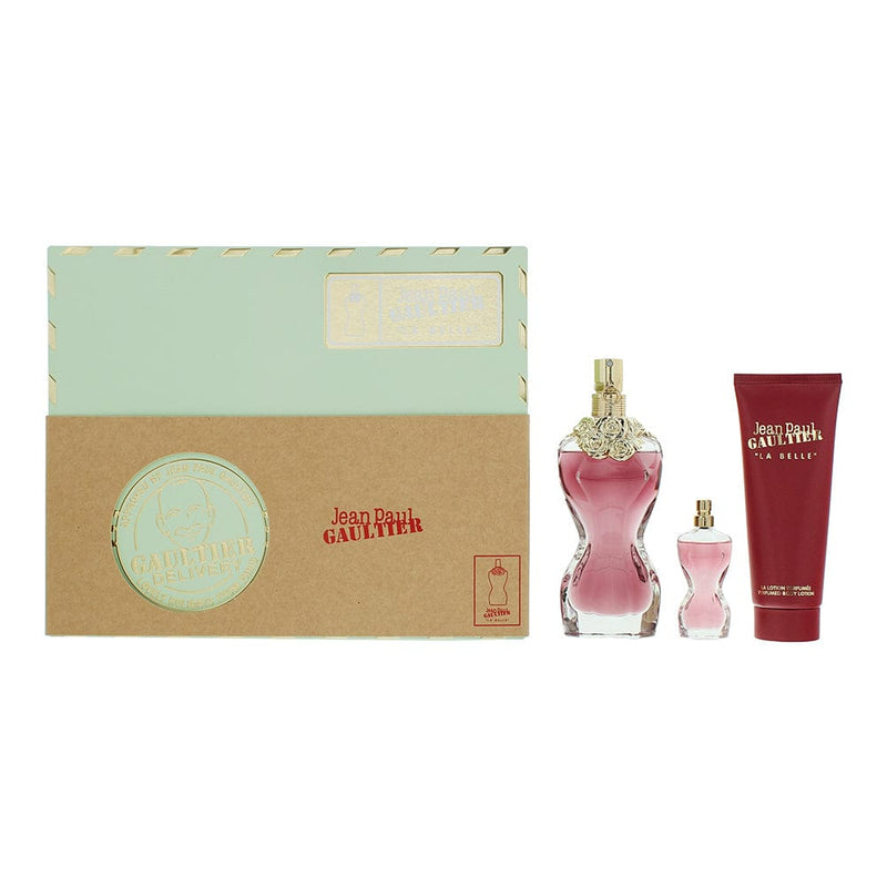 Jean Paul Gaultier La Belle 3 Piece Gift Set: Eau De Parfum 50ml - Body Lotion 75ml - Mini Eau De Parfum 6ml - Welzo