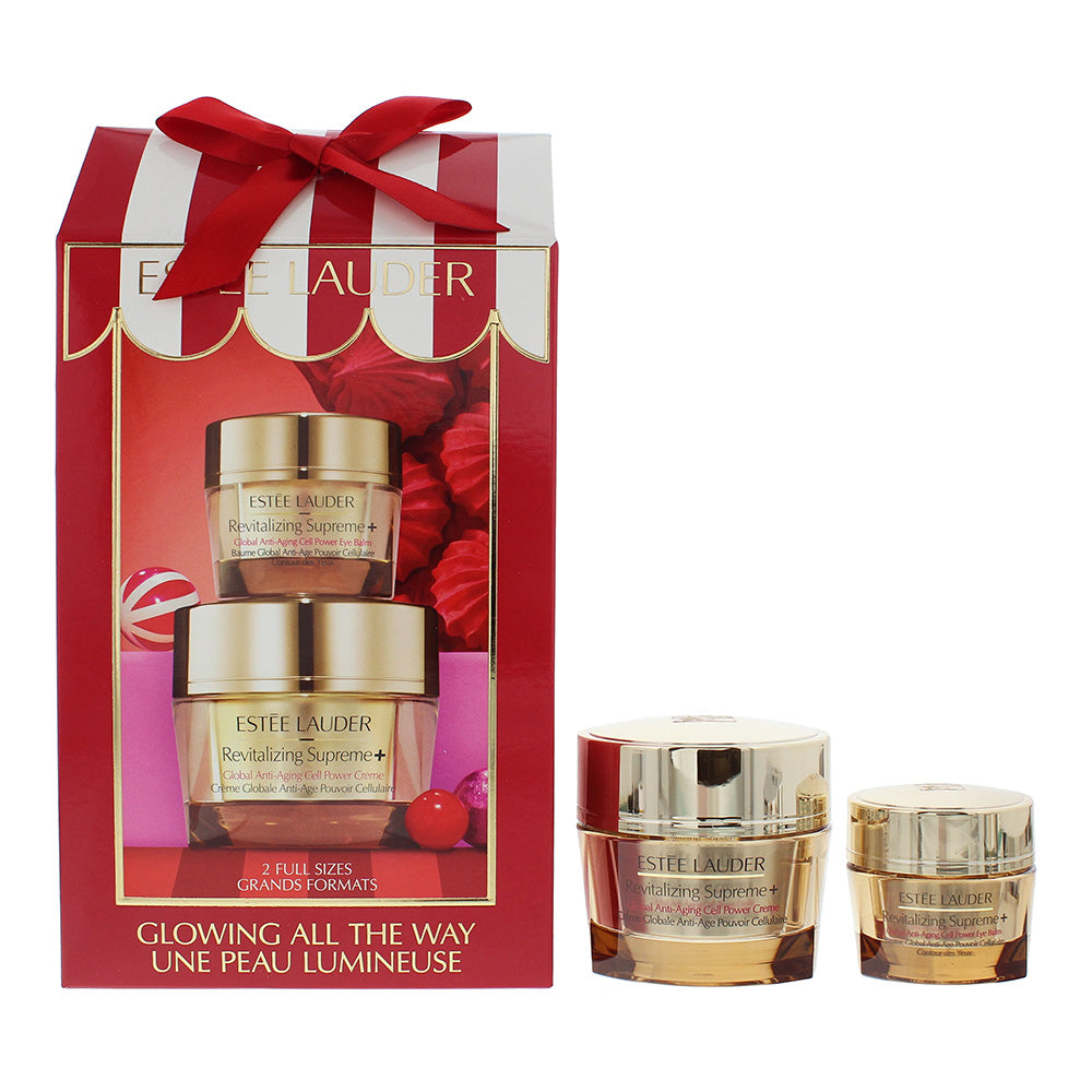 Estee Lauder Glowing All The Way 2 Piece Gift Set: Global Anti-Aging Cell Power Cream 50ml - Cell Power Eye Balm 15ml - Welzo