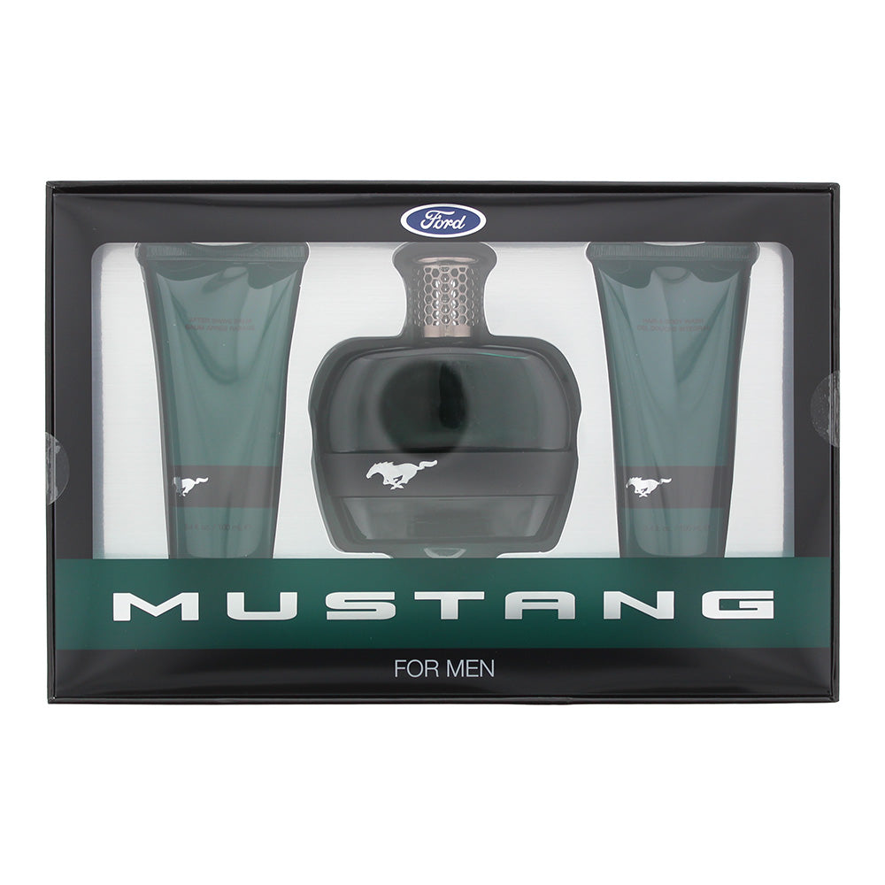 Mustang Green 3 Piece Gift Set: Eau De Toilette 100ml - Shower Gel 100ml - Aftershave Balm 100ml - Welzo