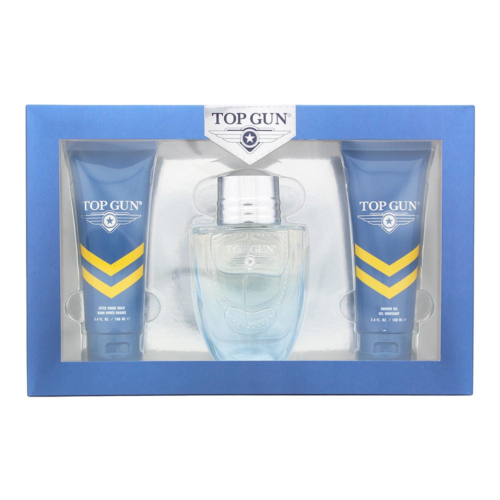 Top Gun Rivet 3 Piece Gift Set: Eau De Toilette 100ml - Hair & Body Wash 100ml - Aftershave Balm 100ml - Welzo