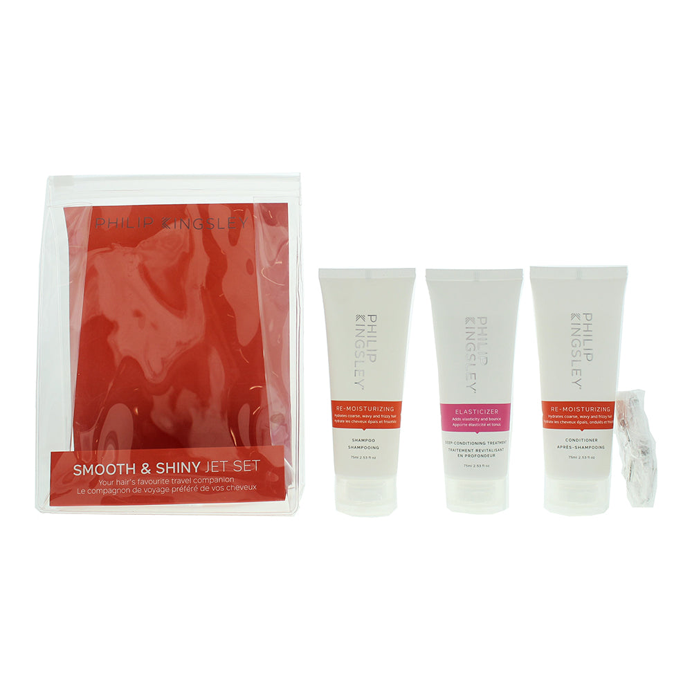 Philip Kingsley 3 Piece Gift Set: Re-Moisturizing Shampoo 75ml - Re-Moisturizing Conditioner 75ml - Elasticizer 75ml - Welzo