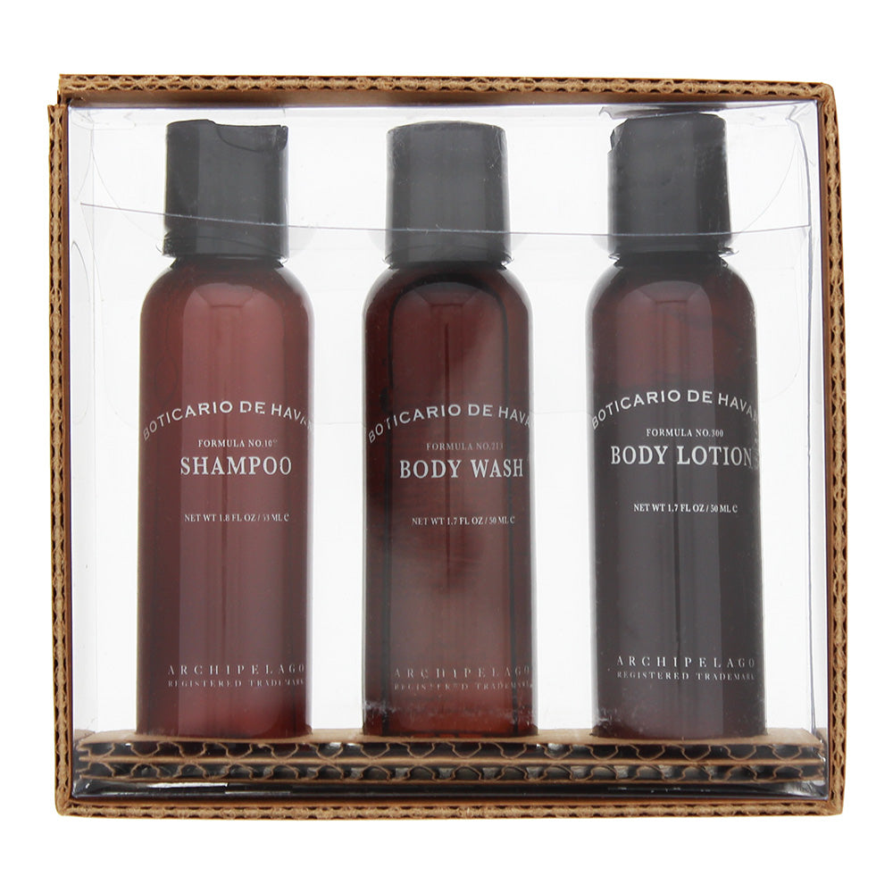 Archipelago Botanicals Boticario De Havana 3 Piece Gift Set: Shampoo 53ml - Body Wash 53ml - Body Lotion 53ml - Welzo