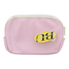 Bags Unlimited Shimmer Pink White Zip Small Pouch - Welzo