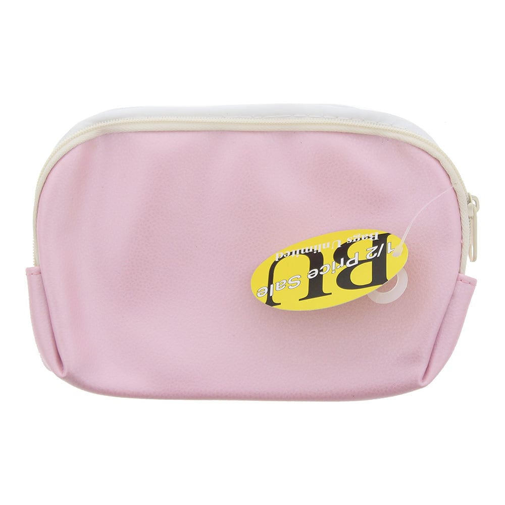 Bags Unlimited Shimmer Pink White Zip Small Pouch - Welzo