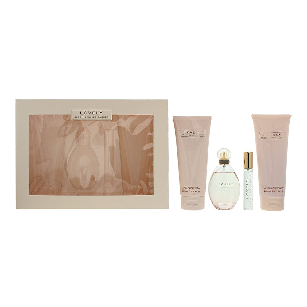 Sarah Jessica Parker Lovely 4 Piece Gift Set: Eau De Parfum 100ml - Body Lotion 200ml - Shower Gel 200ml - Eau De Parfum 15ml - Welzo