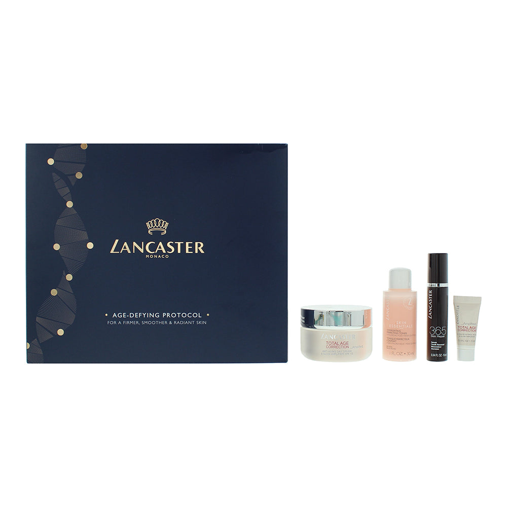 Lancaster Age-Defying Protocol 4 Piece Gift Set: Toner 30ml - Anti-Wrinkle Serum 10ml - Cream Spf15 50ml - Brightening Serum 3ml - Welzo