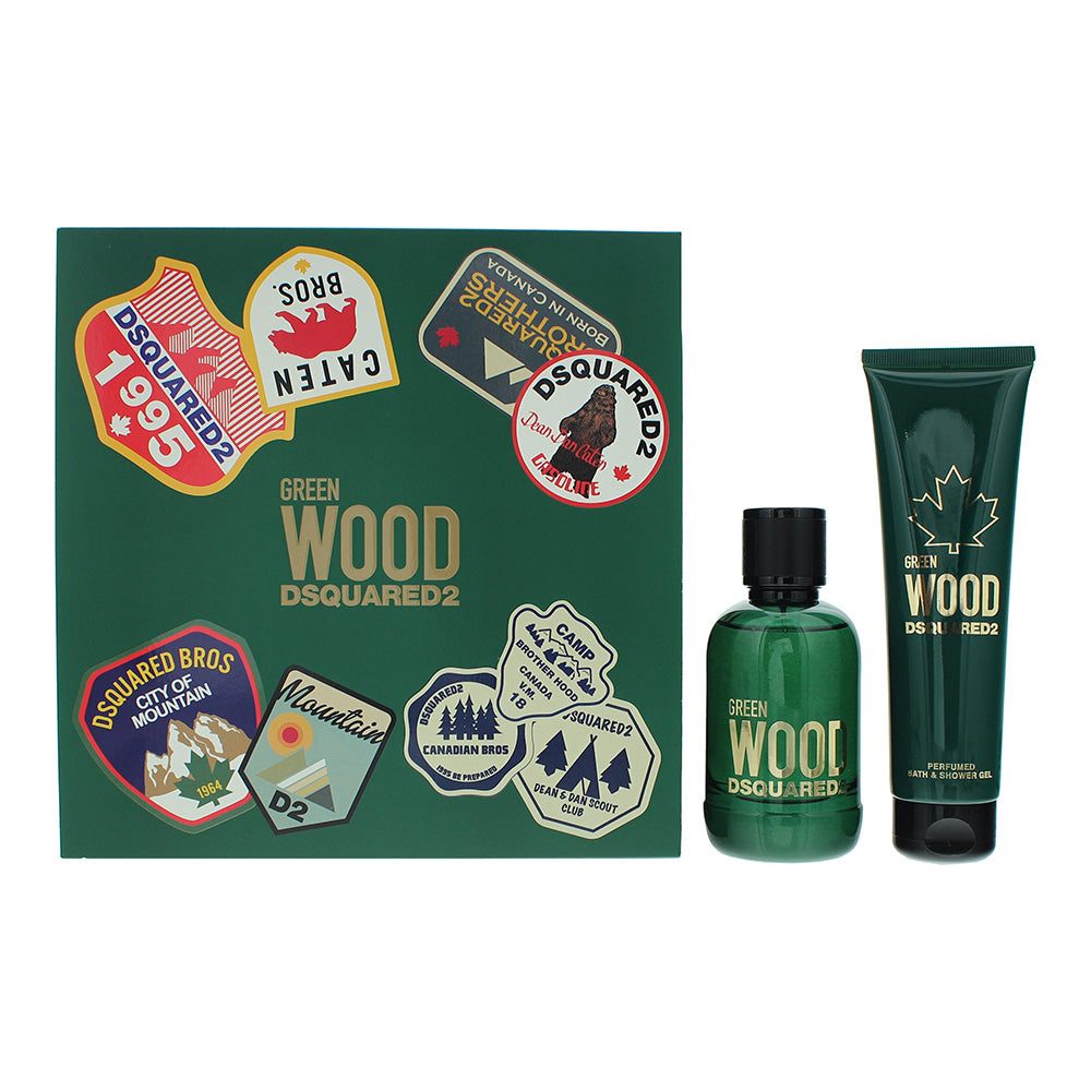 Dsquared2 Green Wood 2 Piece Gift Set: Eau de Toilette 100ml - Shower Gel 150ml - Welzo