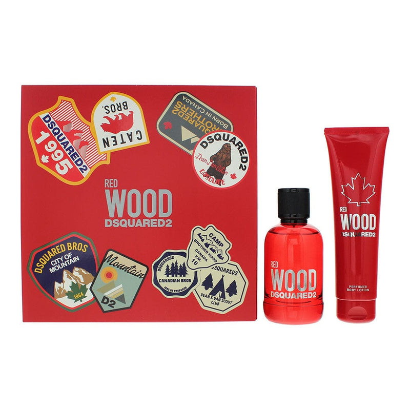 Dsquared2 Wood Red 2 Piece Gift Set: Eau de Toilette 100ml - Body Lotion 150ml - Welzo