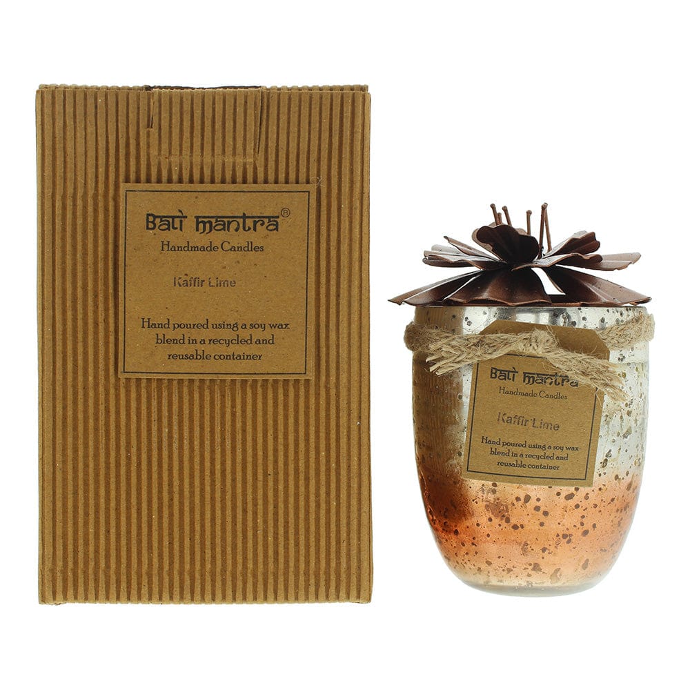 Bali Mantra Hibiscus Glass Copper Kafir Lime Candle 500g - Welzo