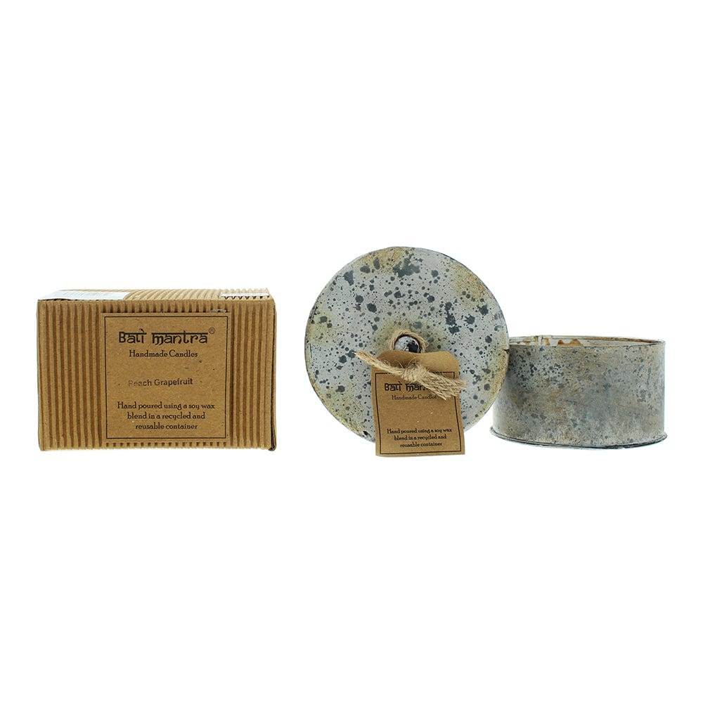 Bali Mantra Victorian Tin Round Peach Grapefruit Candle 280g - Welzo