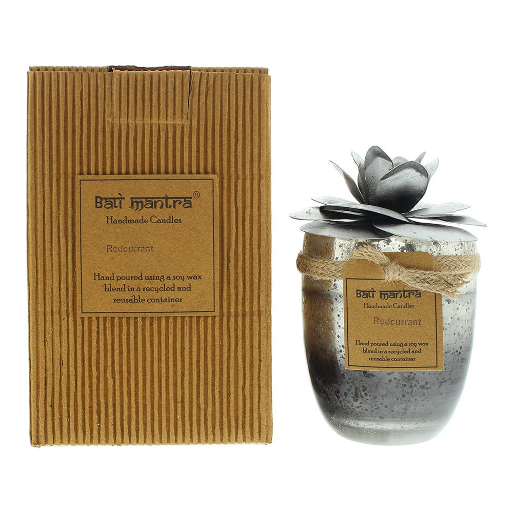 Bali Mantra Camellia Glass Silver Redcurrant Candle 500g - Welzo
