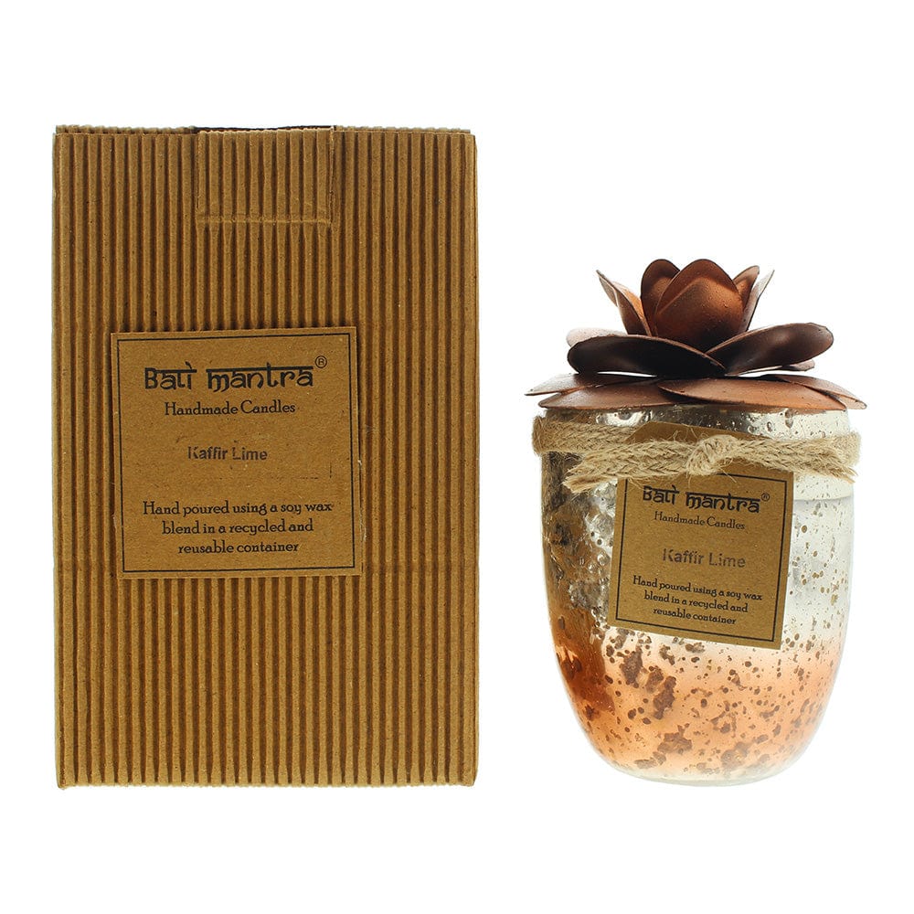 Bali Mantra Camellia Glass Copper Kafir Lime Candle 500g - Welzo