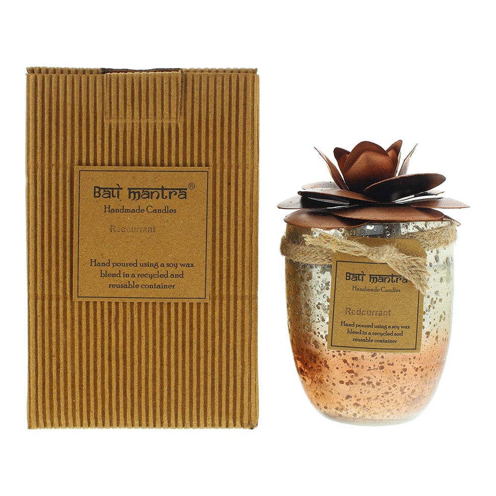 Bali Mantra Camellia Glass Copper Redcurrant Candle 500g - Welzo