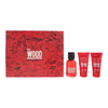 Dsquared2 Red Wood 3 Piece Gift Set: Eau de Toilette 50ml - Shower Gel 50ml - Body Lotion 50ml - Welzo