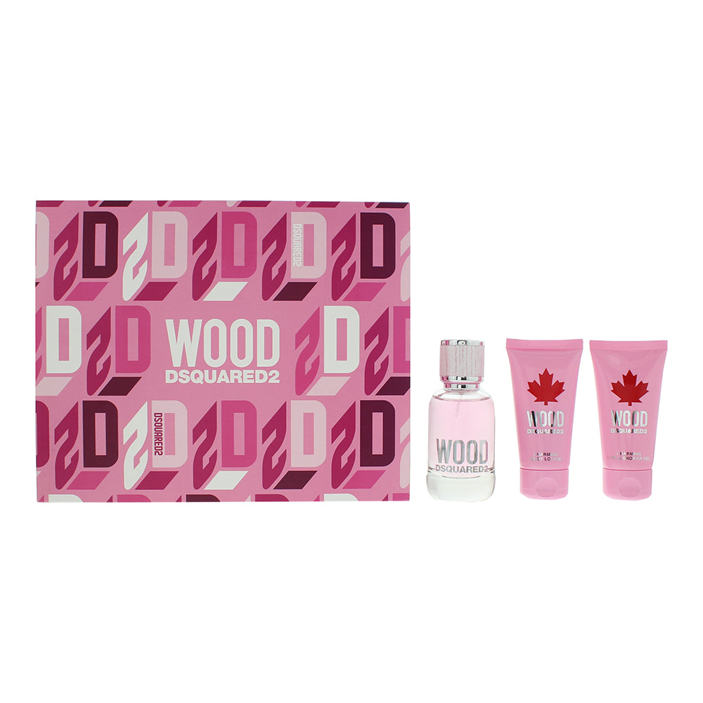 Dsquared2 Wood 3 Piece Gift Set: Eau de Toilette 50ml - Shower Gel 50ml - Body Lotion 50ml - Welzo
