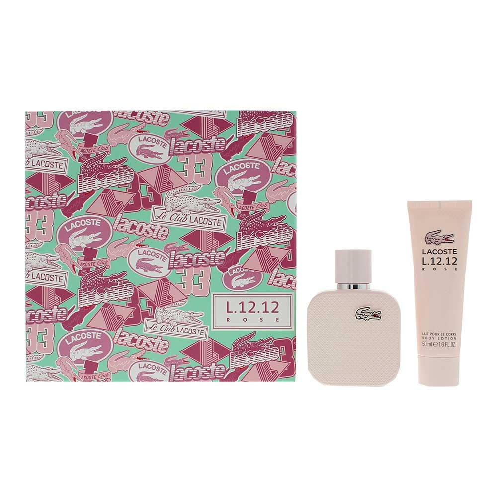 Lacoste Eau De Lacoste L.12.12 Rose 2 Piece Gift Set: Eau de Parfum 50ml - Body Lotion 50ml - Welzo