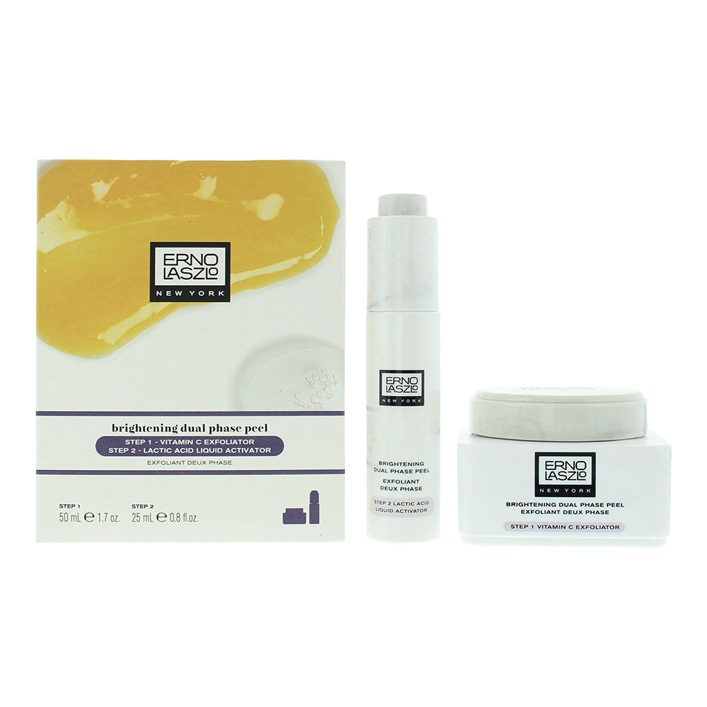 Erno Laszlo Brightening Dual-Phase Peel 2 Piece Gift Set: Exfoliator 50ml - Peel 25ml - Welzo