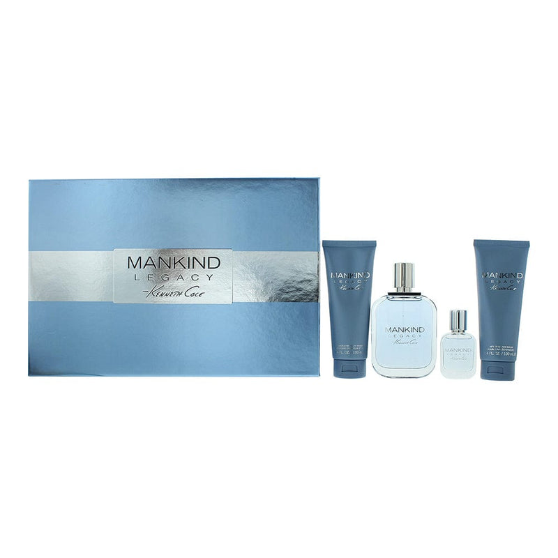 Kenneth Cole Mankind Legacy 4 Piece Gift Set: Eau de Toilette 100ml - Aftershave 100ml - Body Water 150ml - Eau de Toilette 15ml - Welzo
