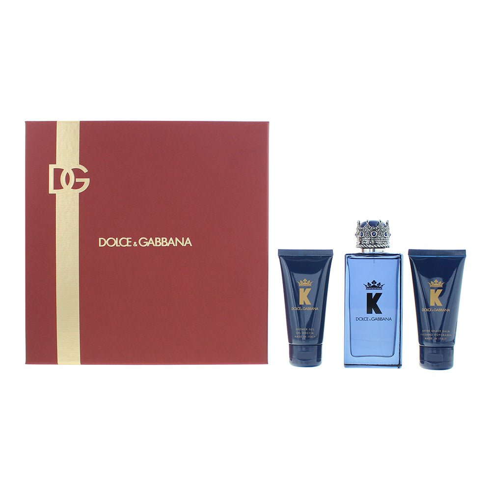 Dolce & Gabbana K 3 Piece Gift Set: Eau de Parfum 100ml - Aftershave Balm 50ml - Shower Gel 50ml - Welzo