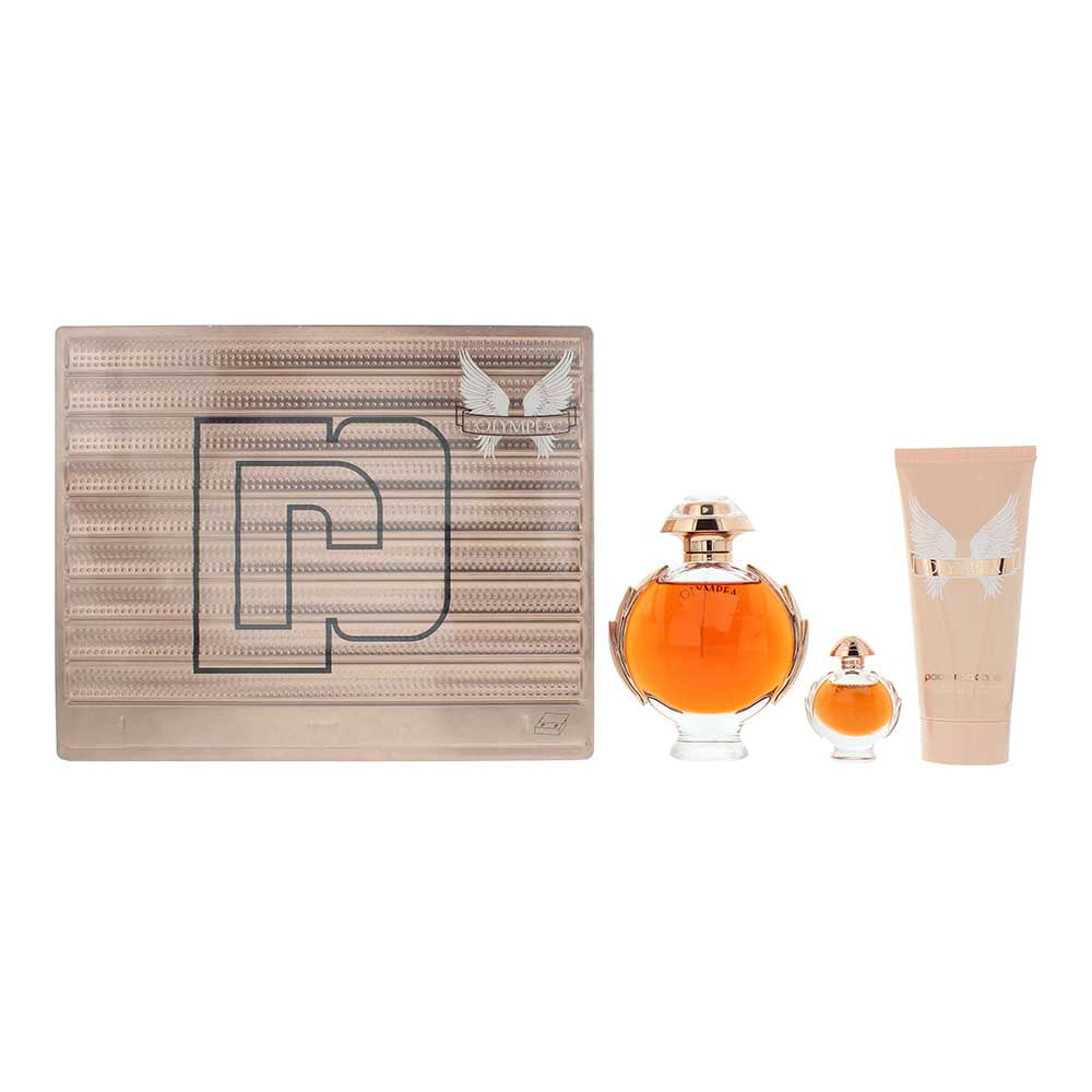 Paco Rabanne Olympéa 3 Piece Gift Set: Eau de Parfum 80ml - Body Lotion 100ml - Eau de Parfum 6ml - Welzo