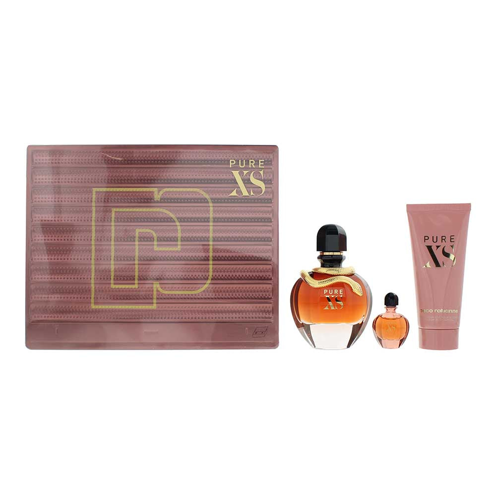 Paco Rabanne Pure Xs For Her 3 Piece Gift Set: Eau de Parfum 80ml - Eau de Parfum 6ml - Body Lotion 100ml - Welzo