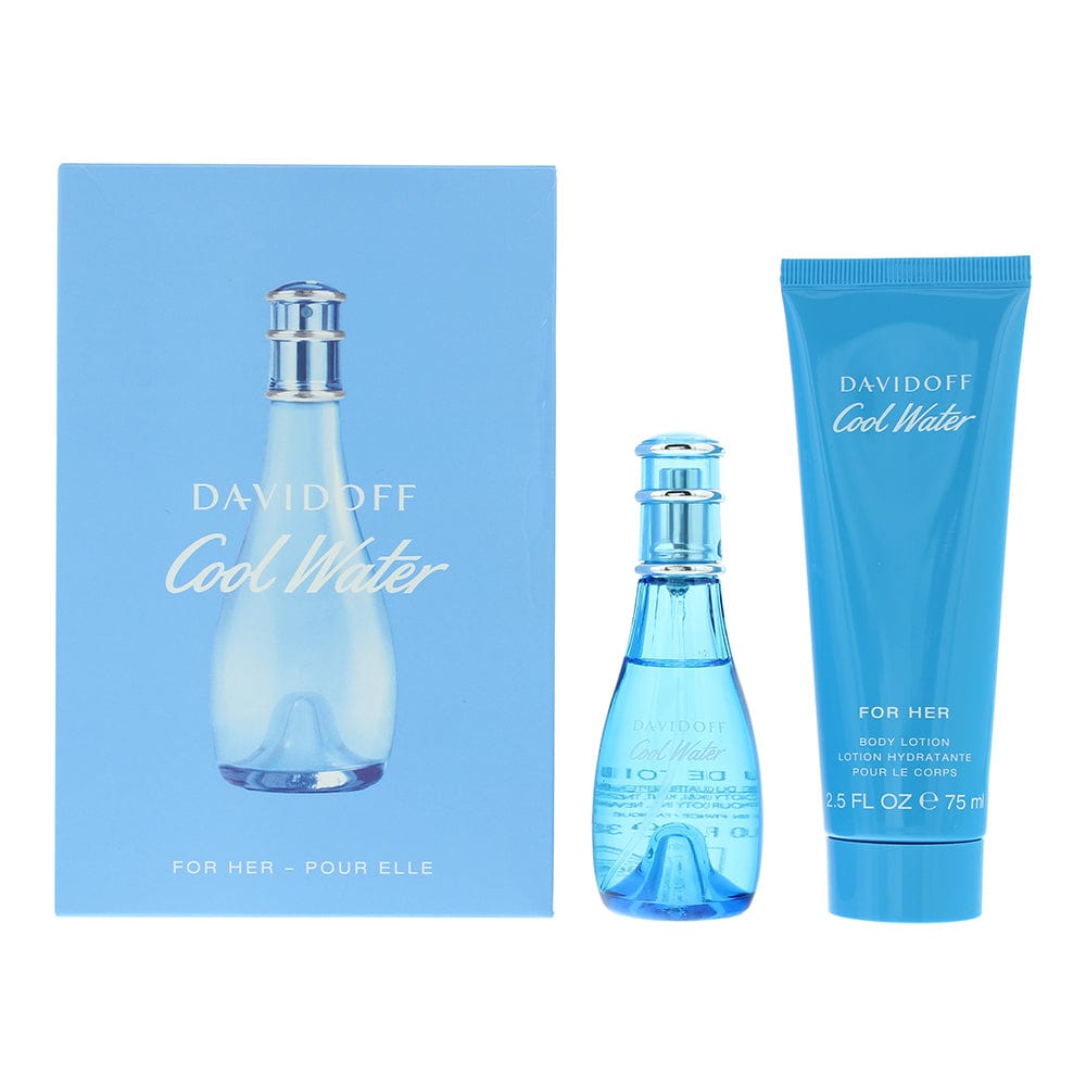Davidoff Cool Water For Her 2 Piece Gift Set: Eau de Toilette 30ml - Body Lotion 75ml - Welzo