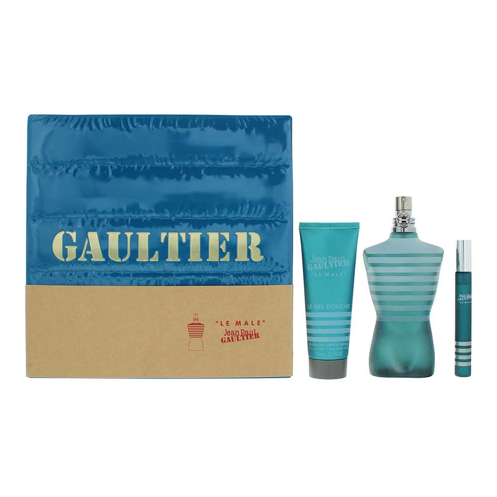 Jean Paul Gaultier Le Male 3 Piece Gift Set: Eau de Toilette 125ml - Eau de Toilette 10ml - Shower Gel 75ml - Welzo