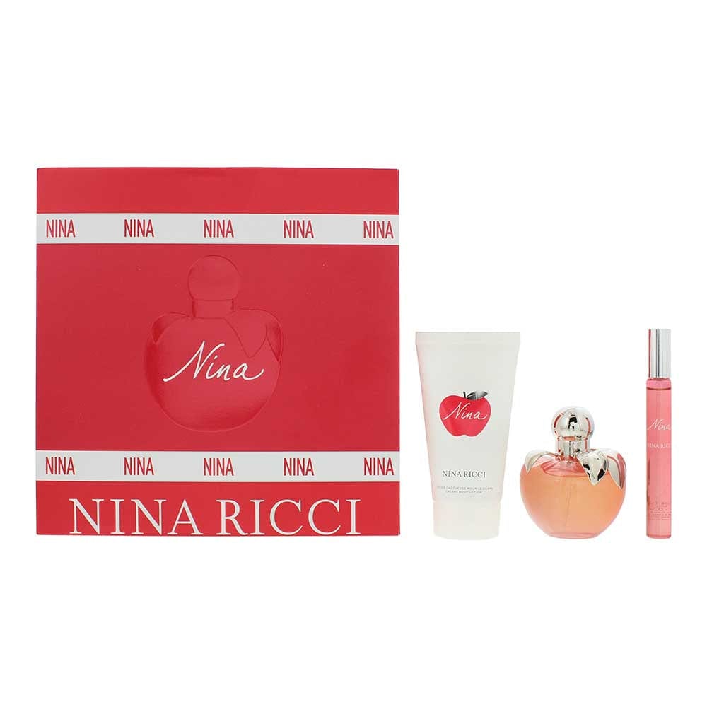 Nina Ricci Nina 3 Piece Gift Set: Eau de Toilette 50ml - Rollerball 10ml - Body Lotion 75ml - Welzo