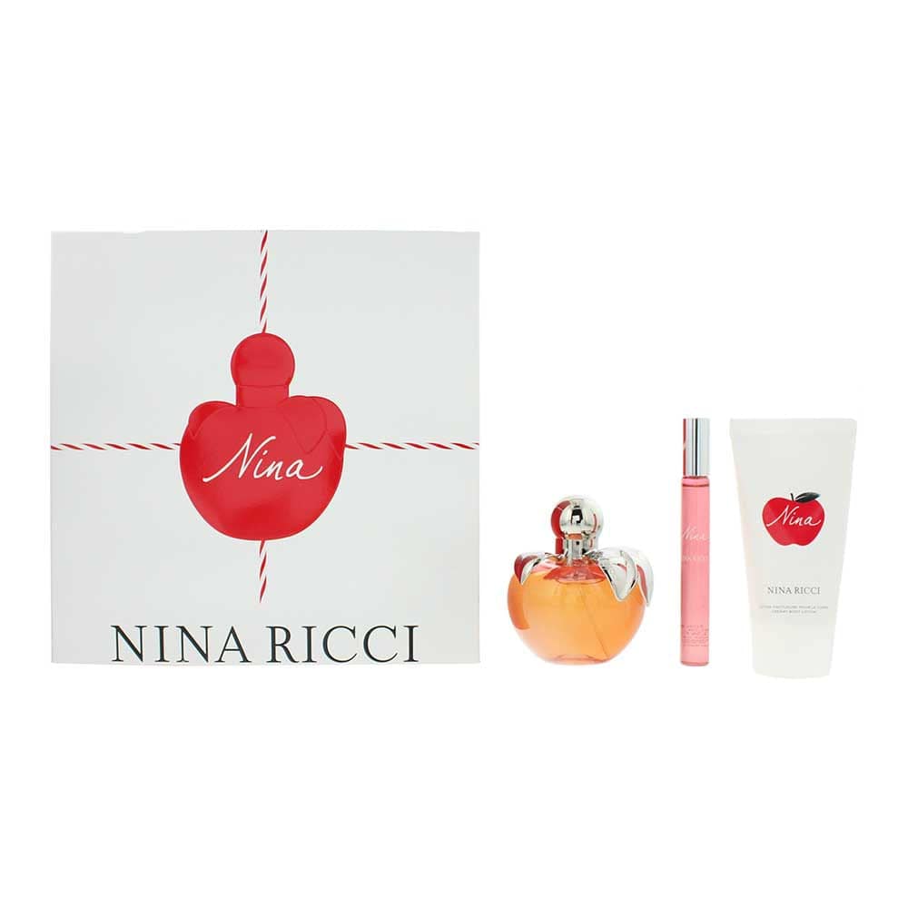 Nina Ricci Nina 3 Piece Gift Set: Eau de Toilette 80ml - Rollerball 10ml - Body Lotion 75ml - Welzo