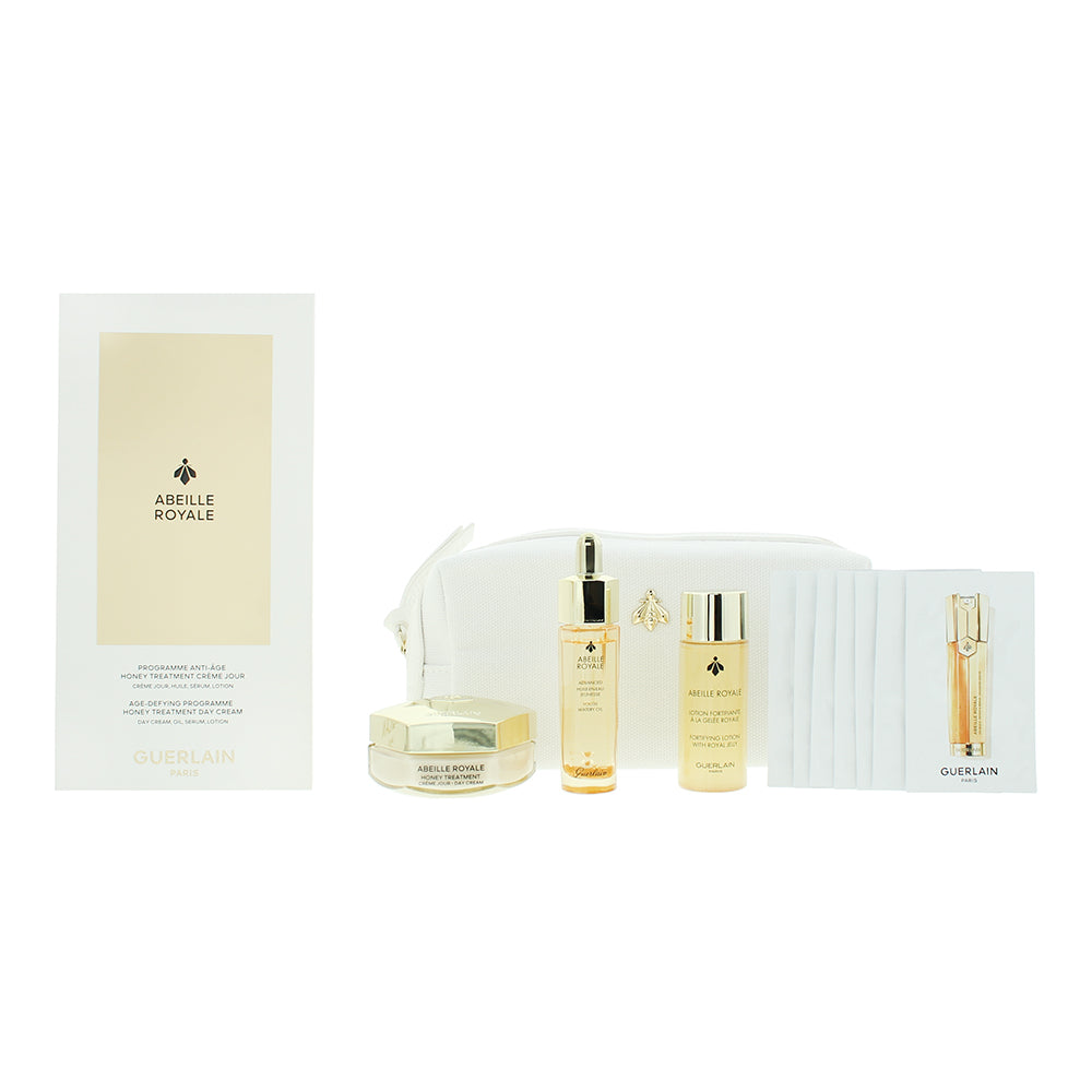 Guerlain Abeille Royale Gift Box 5 Piece Gift Set: Day Cream 50ml - Lotion 40ml - Oil 15ml - Serum 7 x 0.6ml - Pouch - Welzo