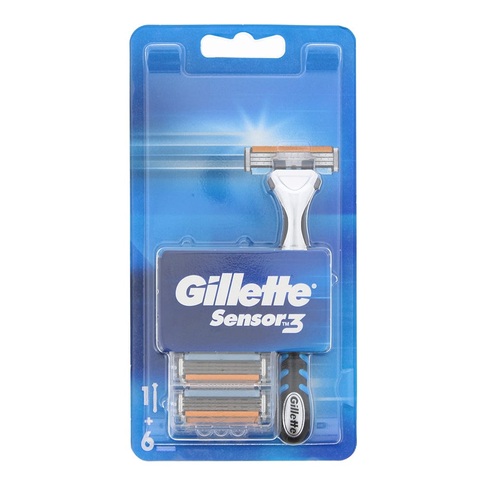Gillette Sensor 3 Blue Razor Handle + Blade Refills 6pcs - Welzo