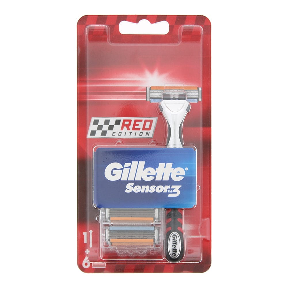Gillette Sensor 3 Red Razor Handle + Blade Refills 6pcs - Welzo