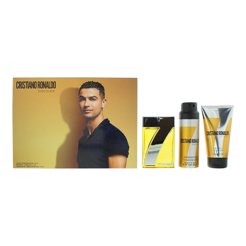 Cristiano Ronaldo Cr7 Discover 3 Piece Gift Set: Eau de Toilette 100ml - Shower Gel 150ml - Body Spray 150ml - Welzo