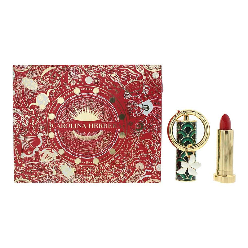 Carolina Herrera Fabulous Kiss 3 Piece Gift Set: Satin Red 310 Lipstick 3.5g - Jasmine Charm - Green Waves Cap - Welzo
