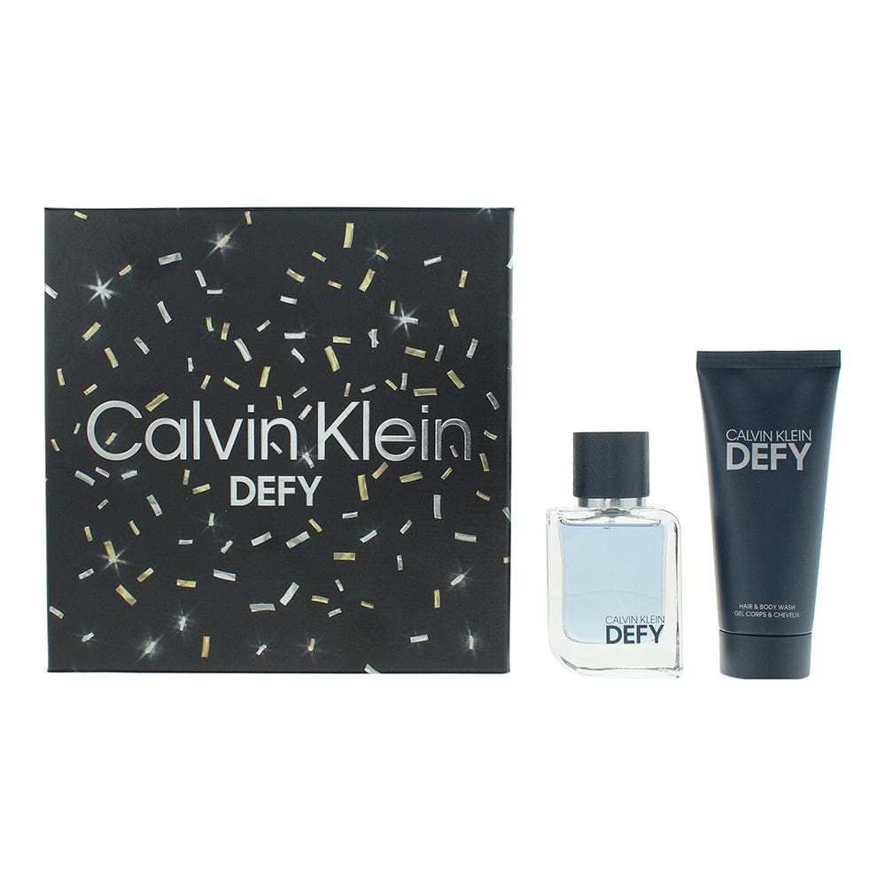 Calvin Klein Defy 2 Piece Gift Set: Eau de Toilette 50ml - Shower Gel 100ml - Welzo